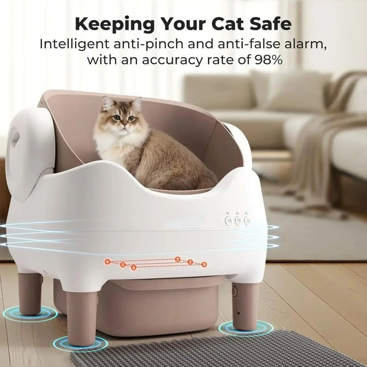 Smart Automatic Cat Litter Box Self Cleaning Open Top Electric Scooper for Large Cats