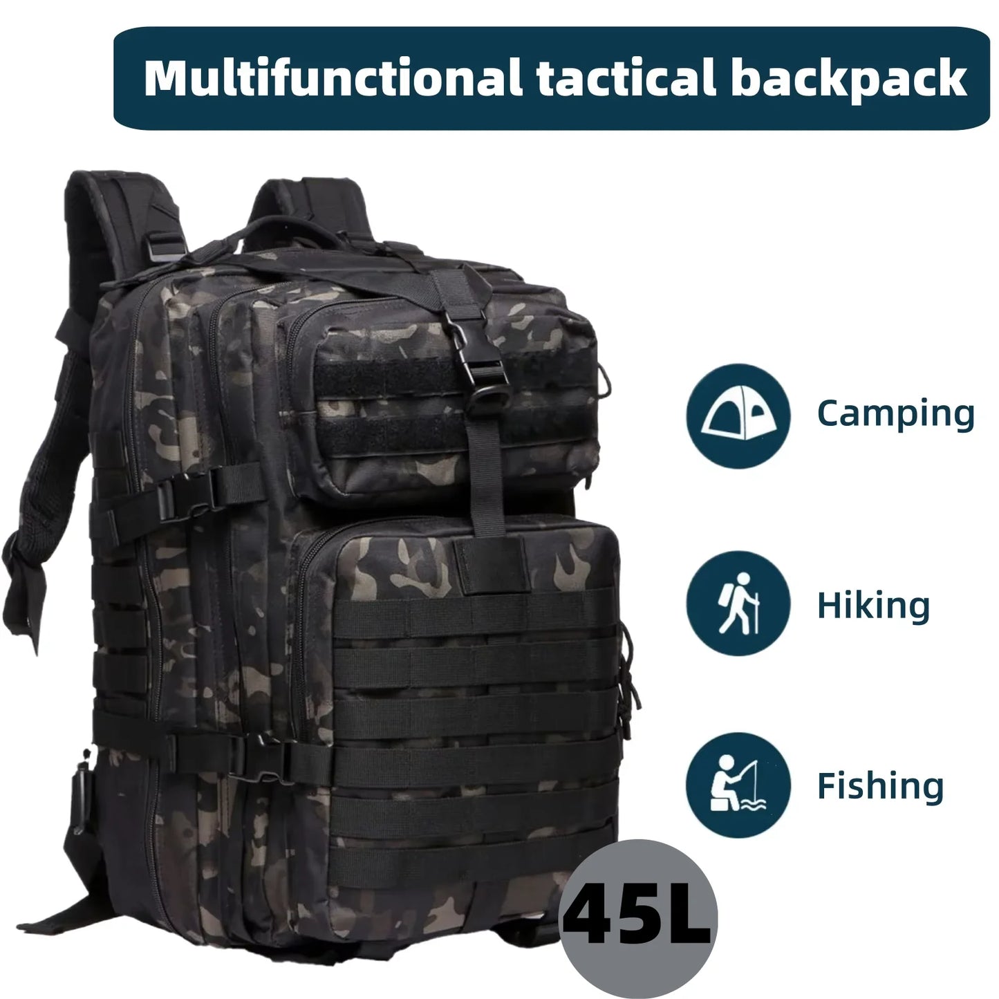 Outdoor tactical backpack - With a large waterproof capacity and lightweight design, this backpack is suitable for hiking trips.