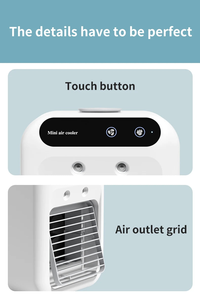 Portable Fan with 2-Speeds Evaporative Air Cooler with 0.5L Water Tank