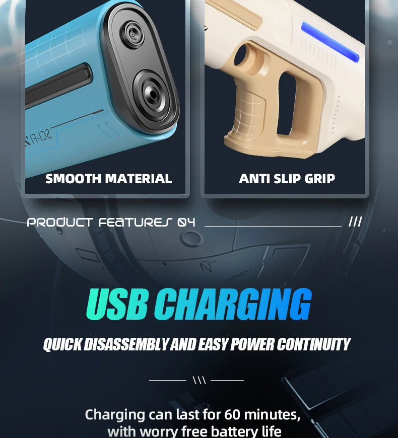 Electric Water Guns For Adults Powerful Squirt Automatic Water Suction Water Blasters Summer Outdoor Beach Toy For Boy Kid Gifts