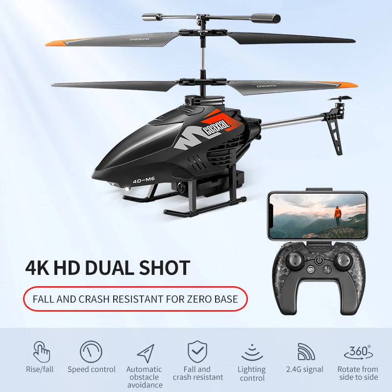 4DRC M6 Remote Control RC Helicopter with 4K Camer Altitude Hold Drone 2.4GHZ 4CH Aircraft for Adults Birthday Kids Gifts Toys