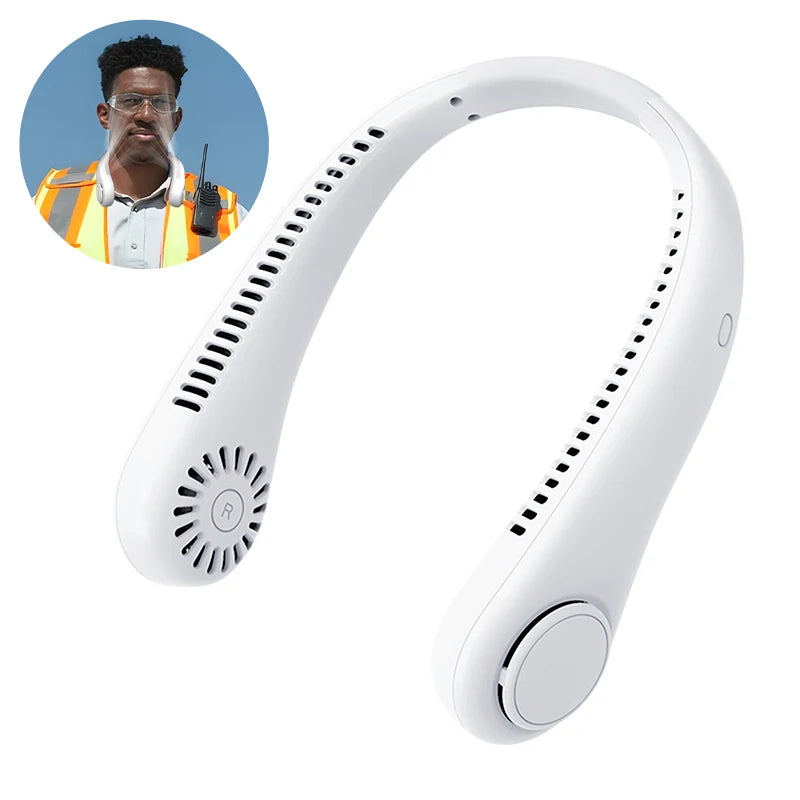 3 Speeds Mode Adjustable Stretchable Neck Fan Blow Air For Cooling Hand Free 4000mAh Rechargeable Portable Neck Fan