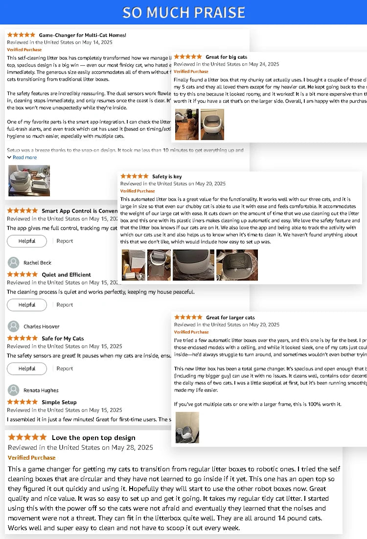 OKKPETS New Design Automatic Cat Litter Box APP Control Dual Safety Sensors Self Cleaning Litter Box with Open-Top Design