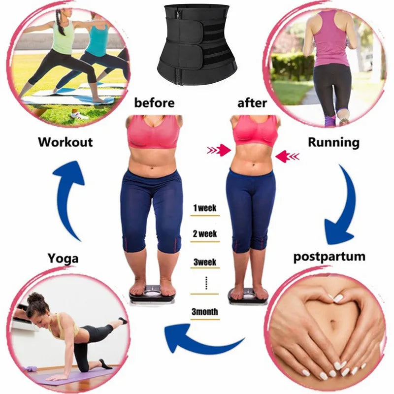 Shapewear for Women Waist Trainer Slimming Body Shaper Fitness Belt Weight Loss Fat Burning Sport Girdle Sweat Trimmer Workout Cincher Shapewear