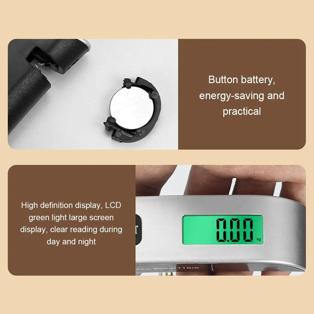 High Precision Portable Scale Digital LCD Display Hanging Bearing 110lb/50kg Baggage Bag Steelyard Hook Balance Scale Tools