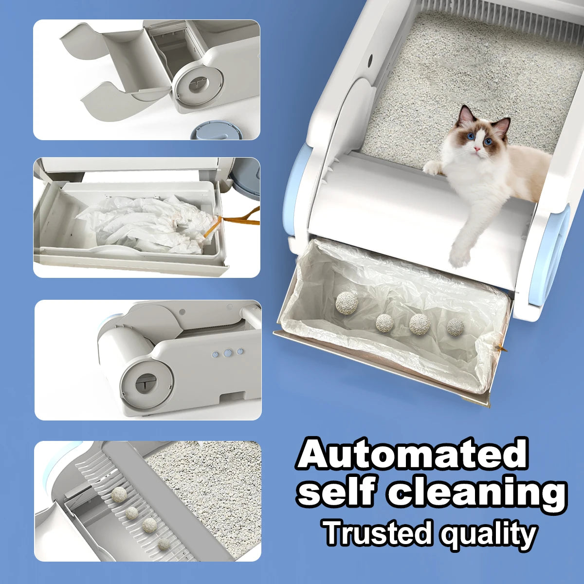 Open Smart Cat Litter Box Automatic Self Cleaning,Remote Control Via App,Cat Toilet Litter Tray,2025 New Electric Cat Toilet