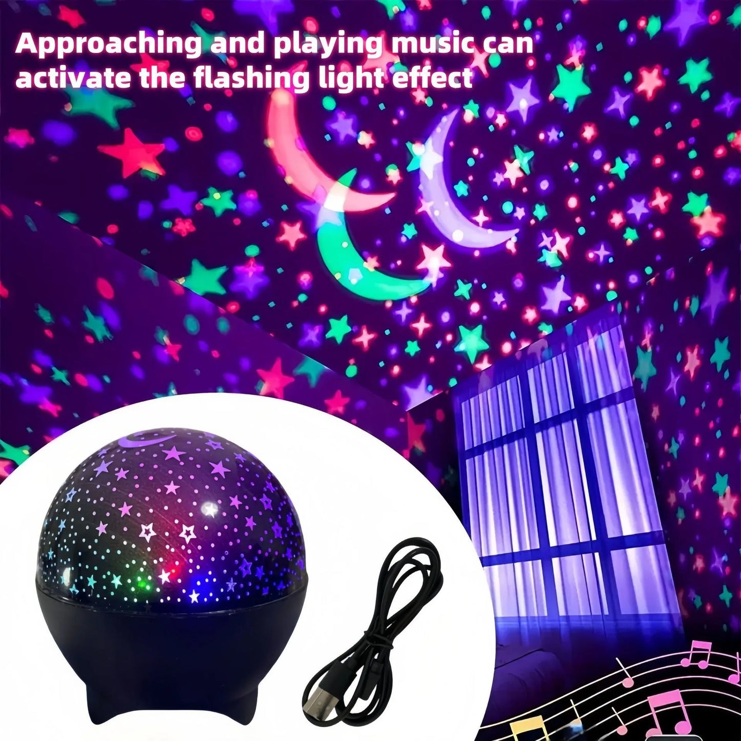 Star Projector Night Lights for Kids Starry Sky Moon Effect Atmosphere Light 360° Rotation