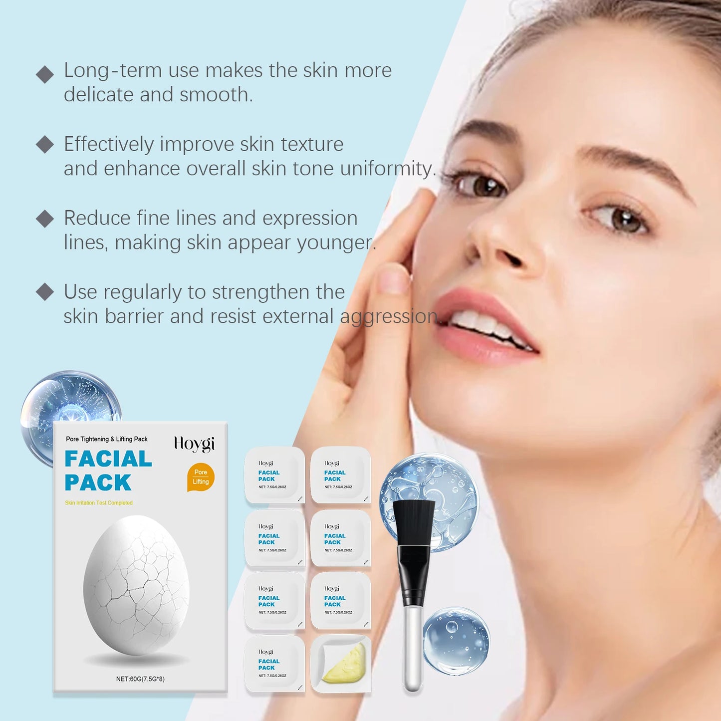 Centella Asiatica Pore Tightening Mask Blackhead Remover Shrink Pore Apply Facial Mask Repair Lifting Face Care 8PCS