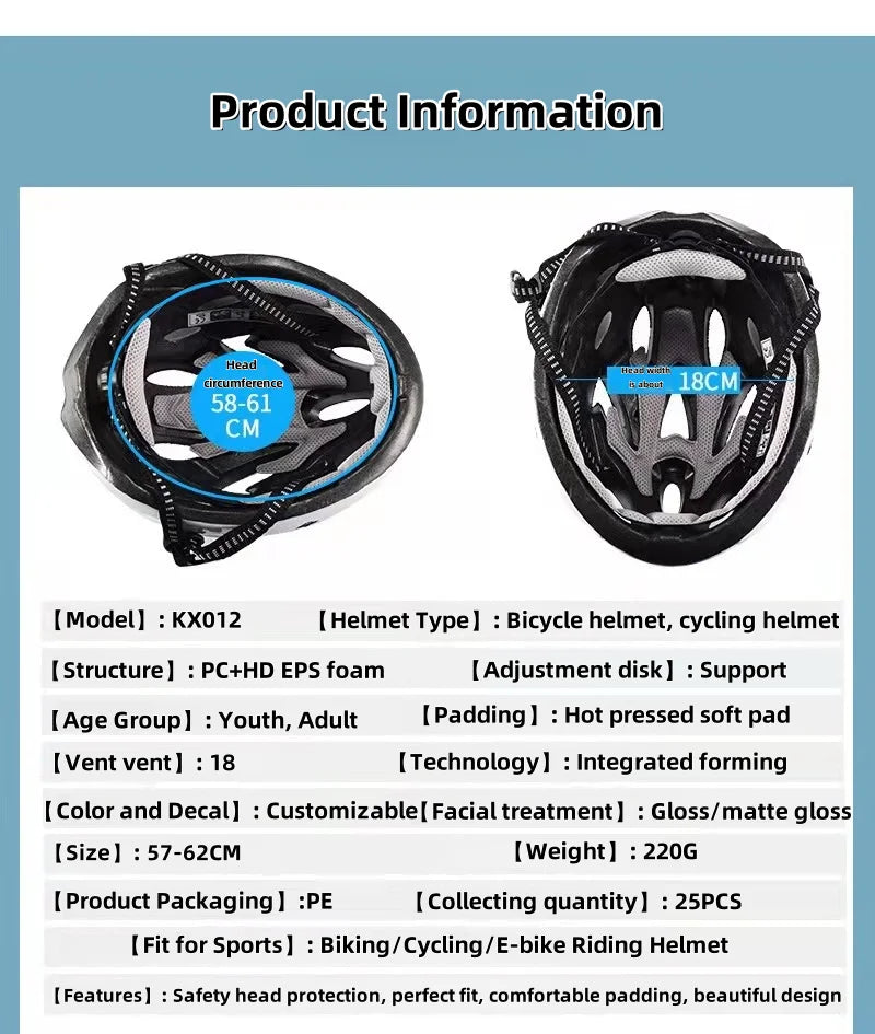 Lightweight bicycle helmet with comfortable lining hollow design