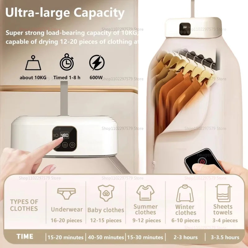 Multifunctional Dryer Portable Clothing Dryer Compact Foldable Laundry Dryer Machine with Dryer Bag and Time Setting Dryer