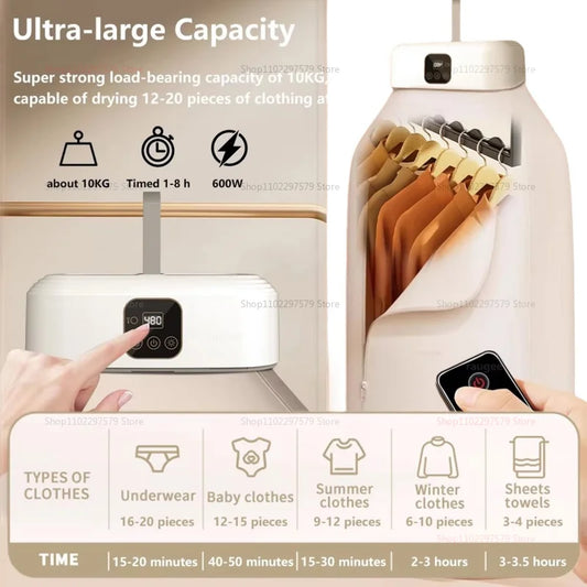 Multifunctional Dryer Portable Clothing Dryer Compact Foldable Laundry Dryer Machine with Dryer Bag and Time Setting Dryer