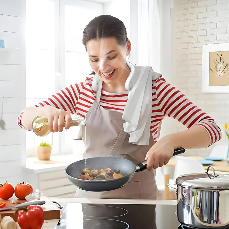 3 Speeds Mode Adjustable Stretchable Neck Fan Blow Air For Cooling Hand Free 4000mAh Rechargeable Portable Neck Fan