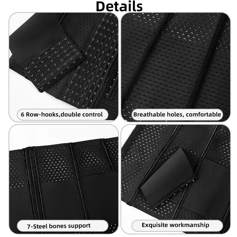 Shapewear for women's Tummy Control Belt  Waist Cinhcer Waist Trainer Body Shaper Slim Corset 6-Row Hook and Eye Closure