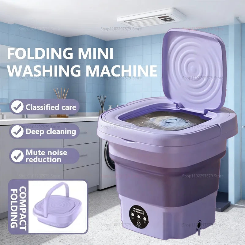 8L Foldable Small Washing Machine Portable Retractable Household Washing Machine 3 Models With Rotation And Drying Functions