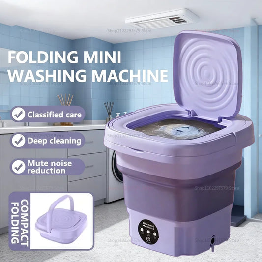 8L Foldable Small Washing Machine Portable Retractable Household Washing Machine 3 Models With Rotation And Drying Functions