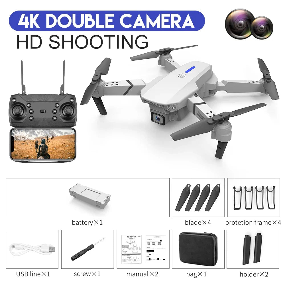Drone E88 Pro WiFi FPV Drone - Single/Dual 4K/1080P Camera