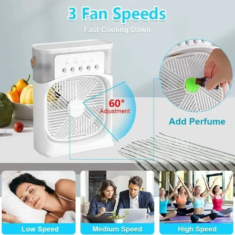 Portable Humidifier Fan Air Conditioners USB Electric Fan LED Night Light
