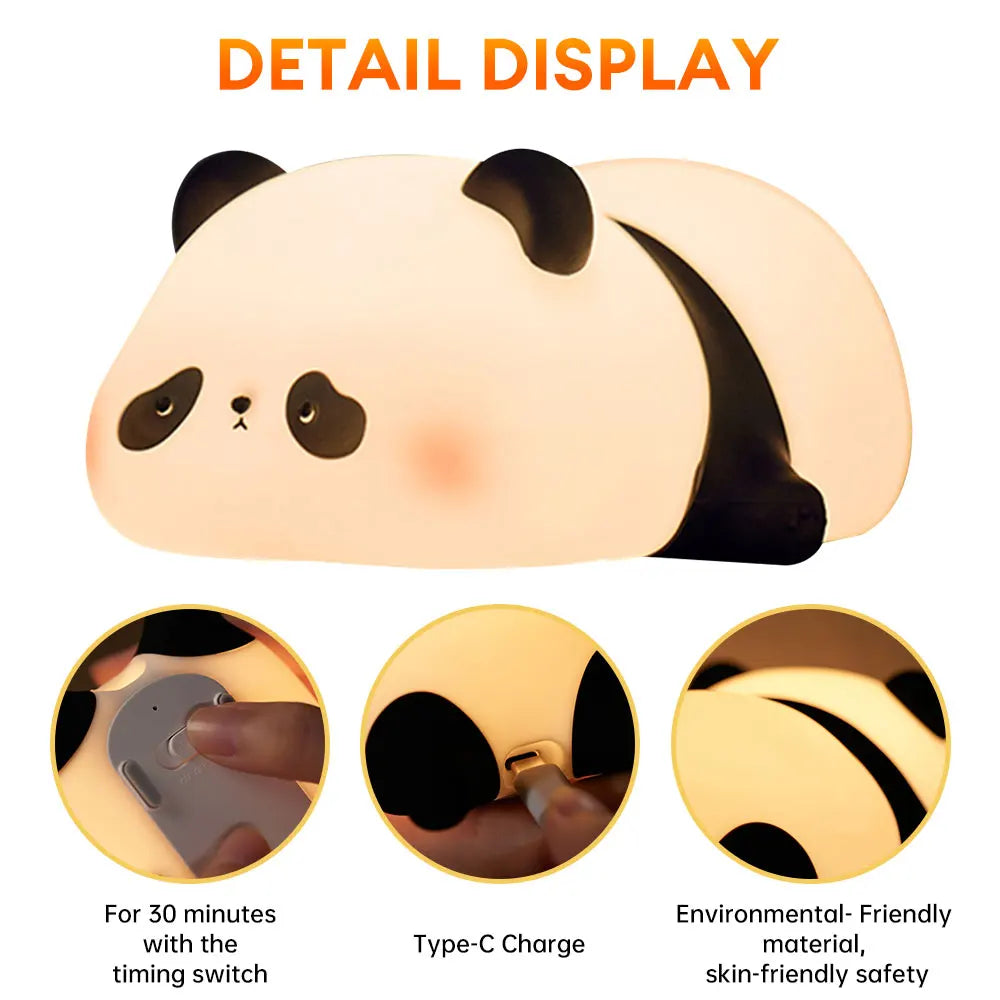 LED Night Lights Cute Sheep Panda Rabbit Silicone Lamp