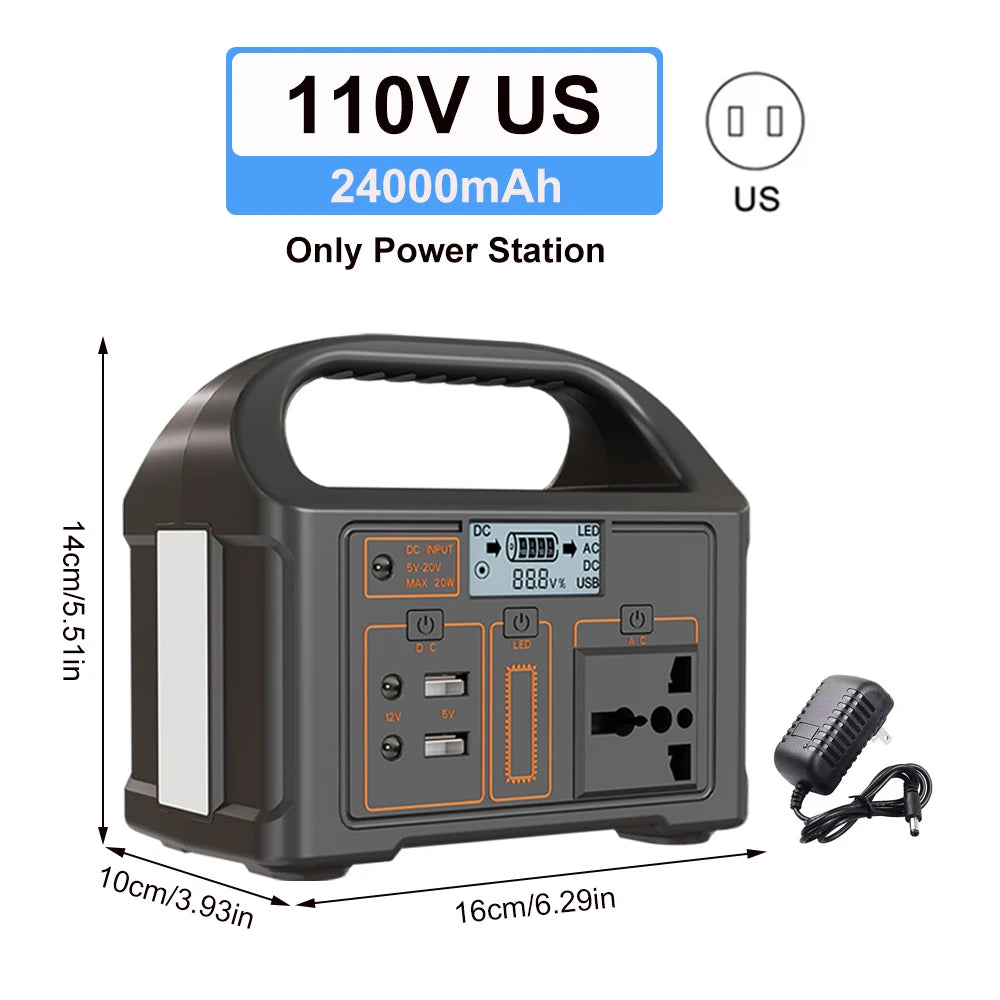Gaiaray 100W Portable Power Station 24000mAh LiFePO4 Charging Energy Station Solar Generator AC110V 220V Power Bank for Camping