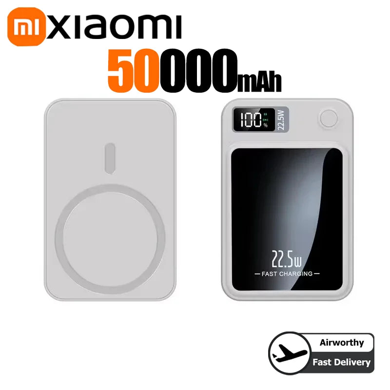 Xiaomi 200000mAh Alloy Wireless Magnetic Power Bank Ultra Thin Fast Charging Portable Backup Battery For Magsafe IPhone Samsung