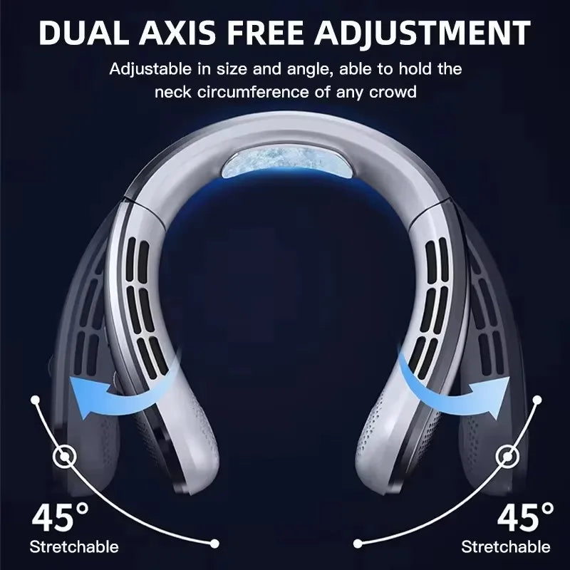 Portable Neck Fan 5000mAh Rechargeable Fan Mini 3-Speeds Large Wind Outdoor Silent Electric Ventilador for Home Camping Outdoor