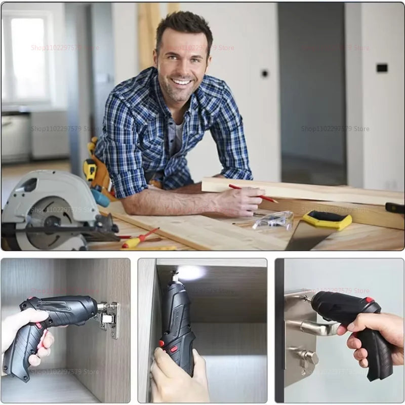 47pcs Rechargeable Electric Screwdriver Kit 3.6V Cordless Lithium Power Tool Set Foldable Home DIY Repair