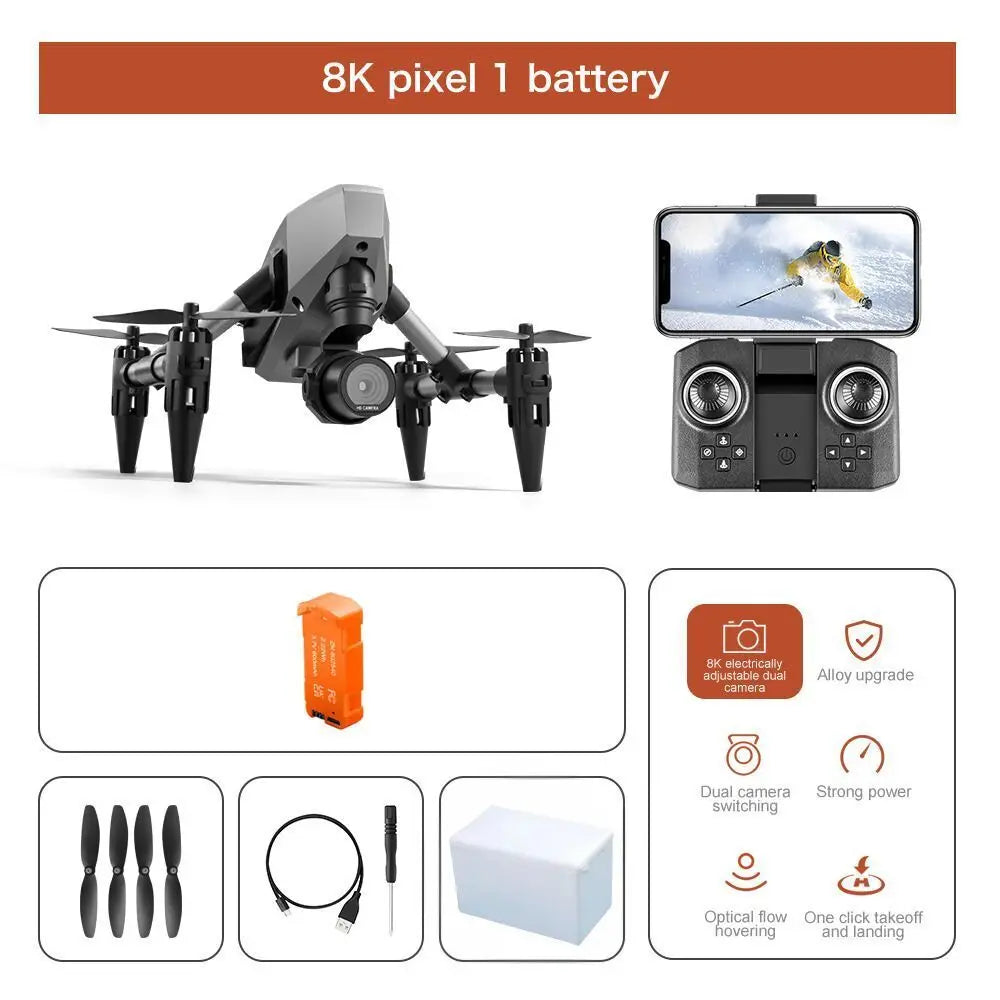 XD1 8K HD dual camera aerial camera, alloy anti-drop mini drone 2.4GWiFi drone foldable four-axis aerial camera