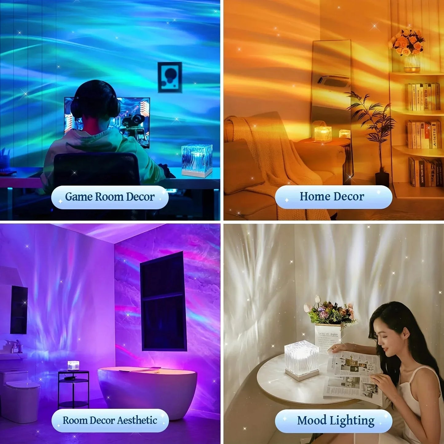 RGB Color Dynamic Aurora Projector Night Light Bedroom Ambient Lamp Xmas