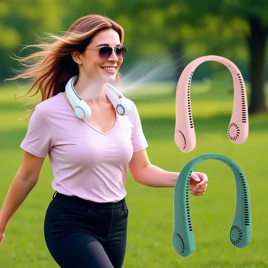 3 Speeds Mode Adjustable Stretchable Neck Fan Blow Air For Cooling Hand Free 4000mAh Rechargeable Portable Neck Fan