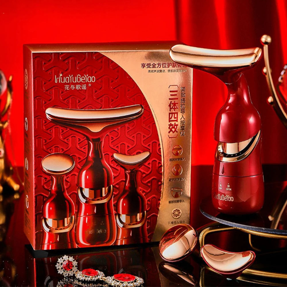 3 In 1 Face Massager Neck Facial Eye Massage Introducer Microcurrent Skin Rejuvenation Anti Aging Beauty Device BEAUTY TOOLS