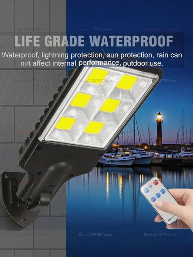 Solar LED Motion Sensor Lights Remote Control Induction Lighting for Garden Patio Garage Yard Illumination