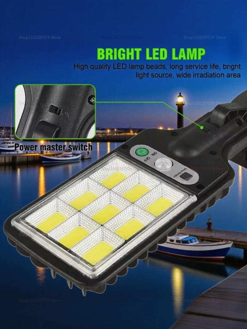 Solar LED Motion Sensor Lights Remote Control Induction Lighting for Garden Patio Garage Yard Illumination