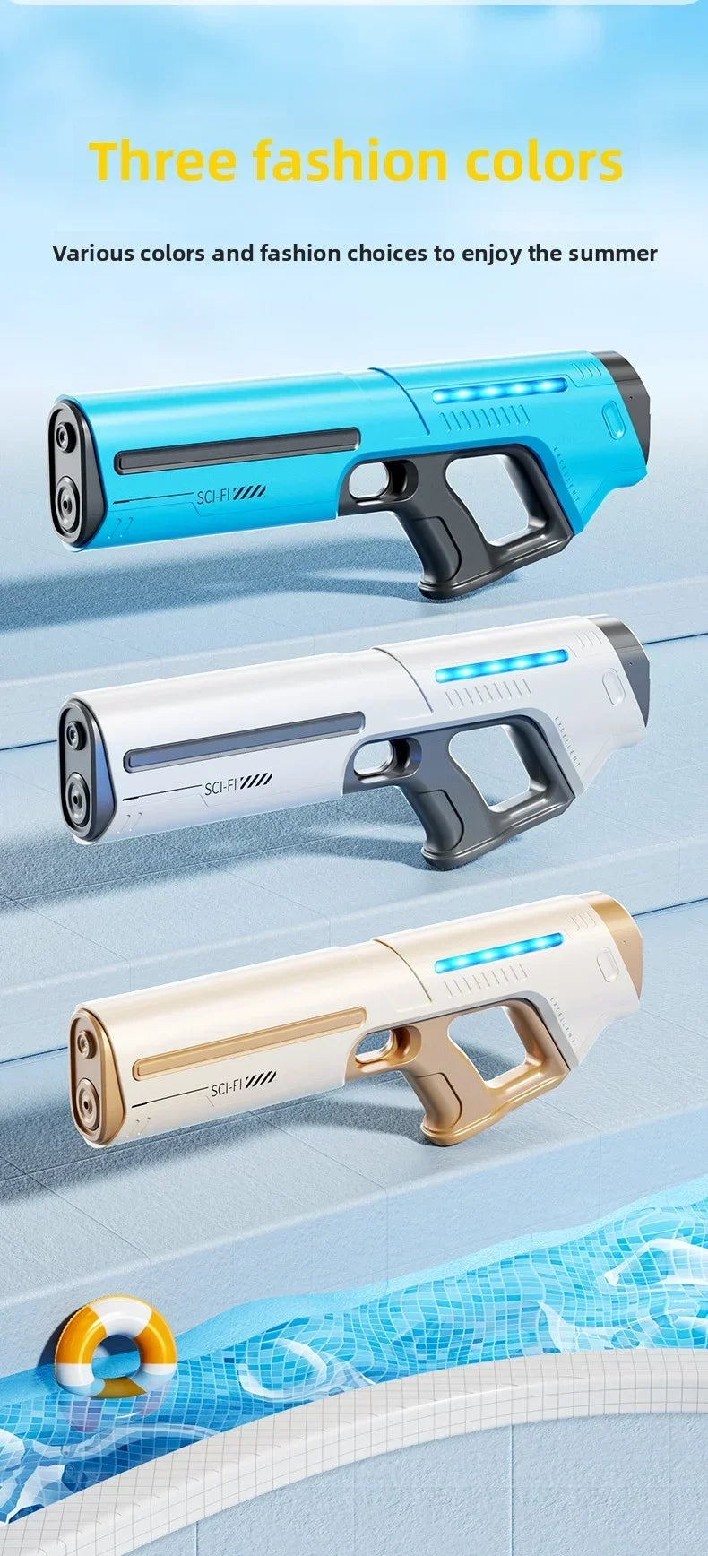 Children Fully Automatic Water Gun Storage Gun Large Capacity Electric Water Absorbing Toy Gun Summer Outdoor Water Toy Gift