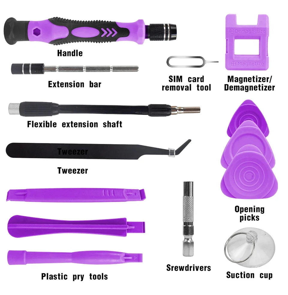 115 in 1 Precision Screwdriver Set Magnetic Repair Tools Kit for Computer Laptop Phone MacBook Household Repairs