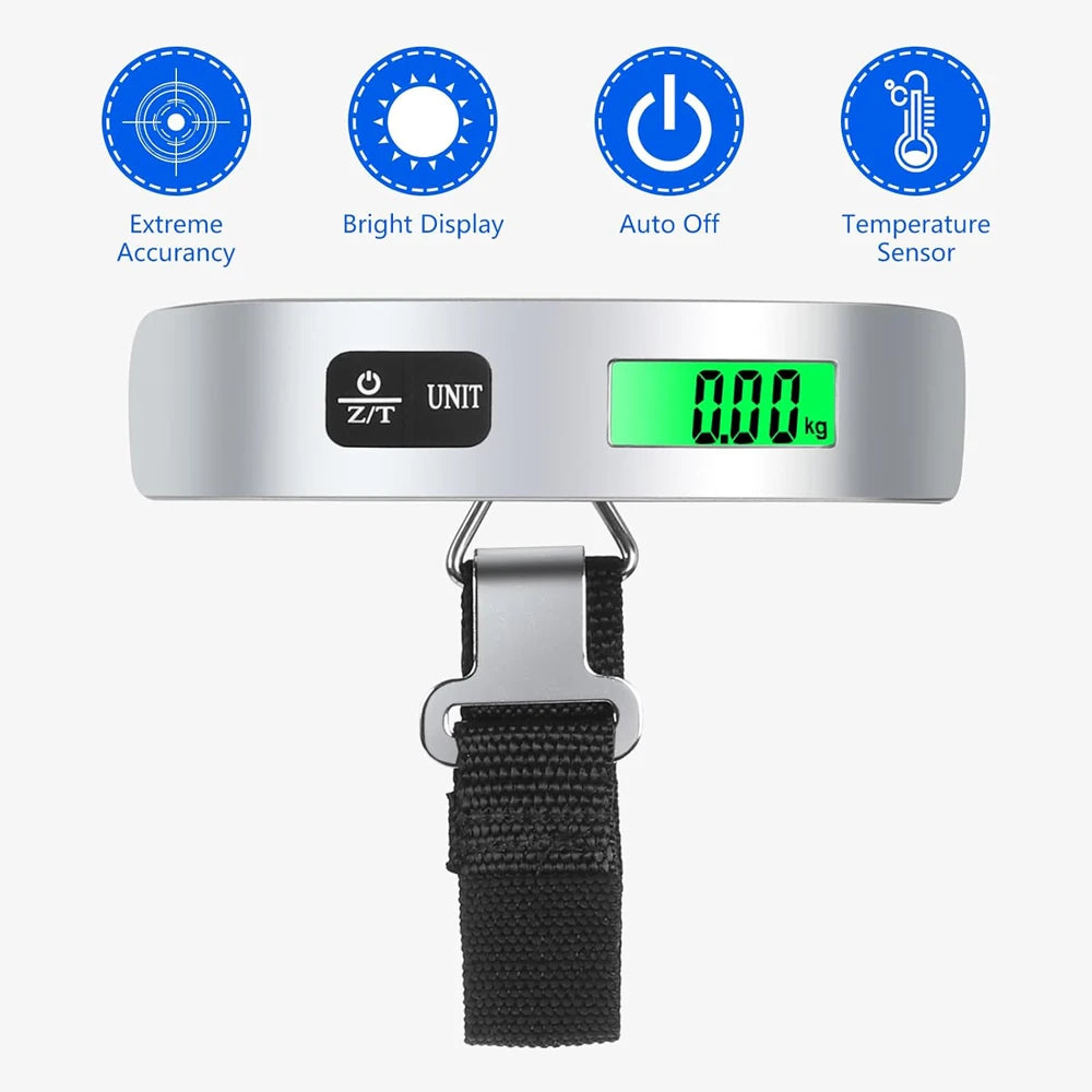Portable Scale Digital LCD Display 110lb/50kg Electronic Luggage Hanging Suitcase Travel Weighs Baggage Bag Weight Balance