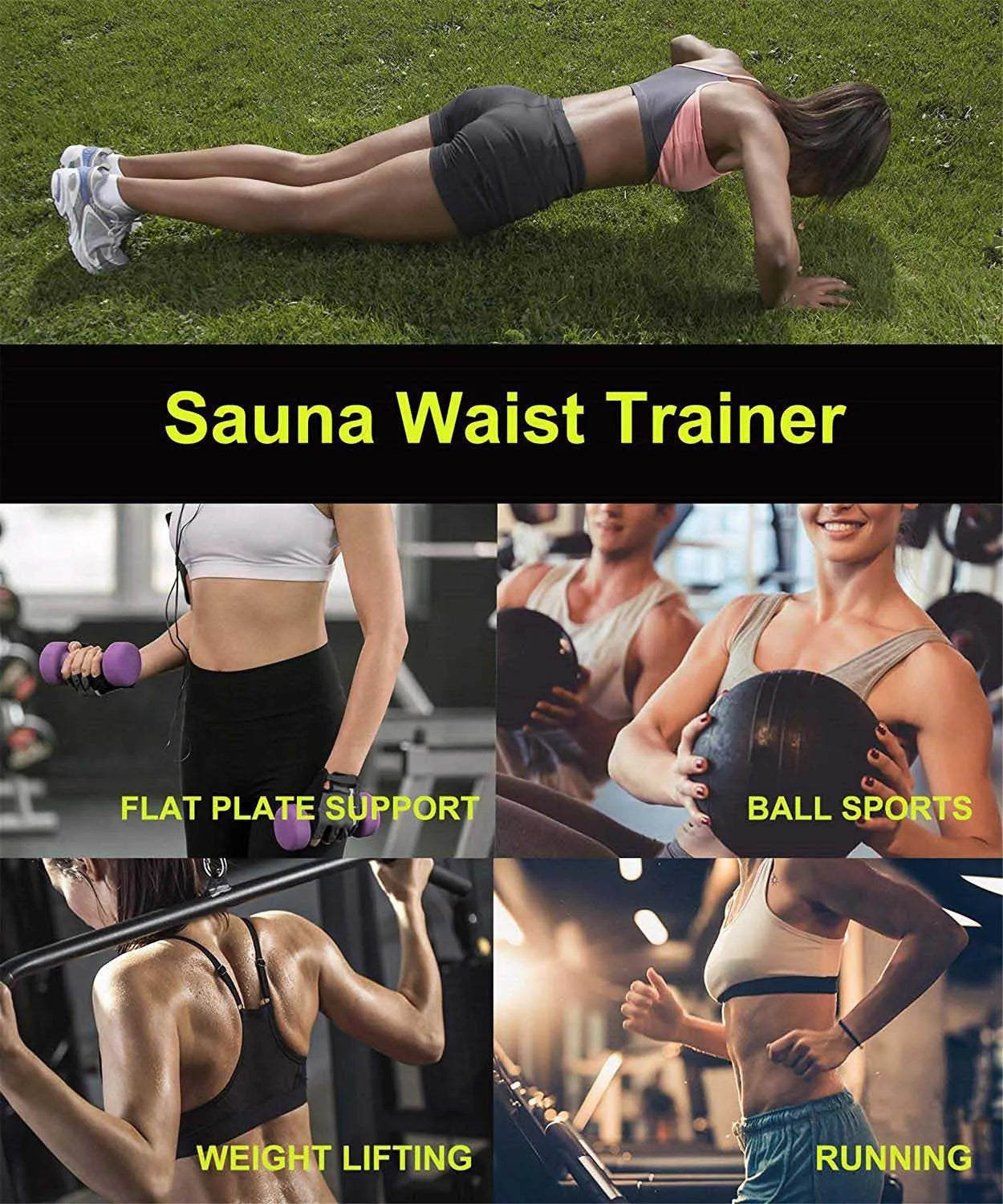 Shapewear for Women Waist Trainer Slimming Body Shaper Fitness Belt Weight Loss Fat Burning Sport Girdle Sweat Trimmer Workout Cincher Shapewear