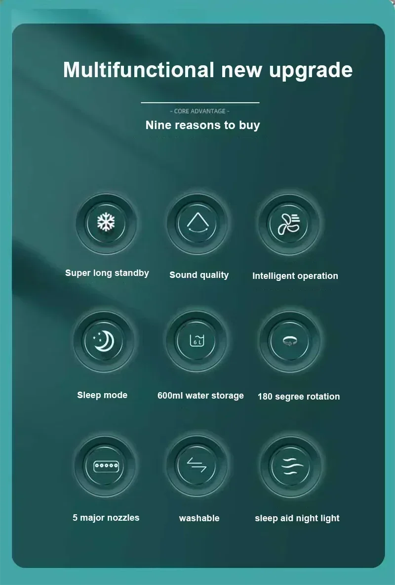 Portable Fan Air Conditioner LED Night Light