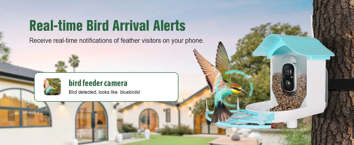 Bird Feeder with Camera AI Identify Birds Species Solar Powered