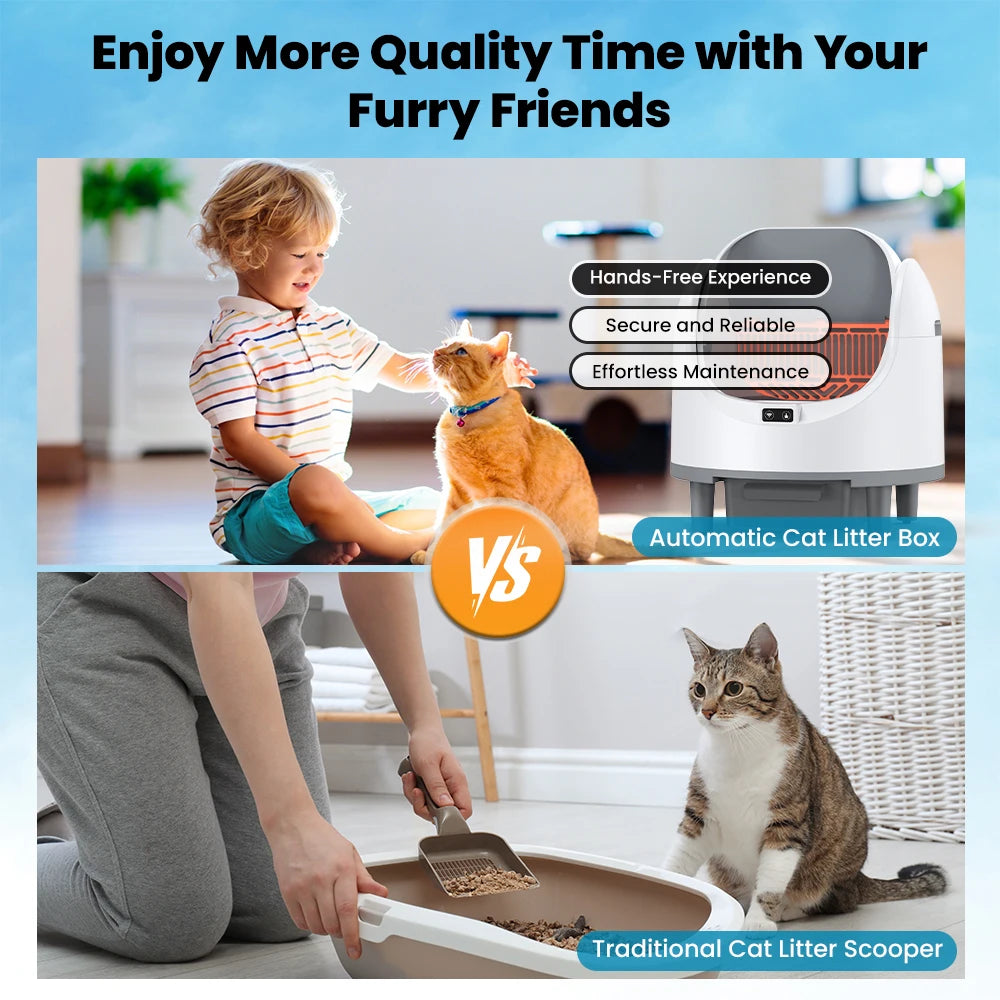 Smart Cat Litter Box, Self-Cleaning with Tuya App Control, 8L Large Capacity, Infrared Sensor Safety, Leak-Proof Design