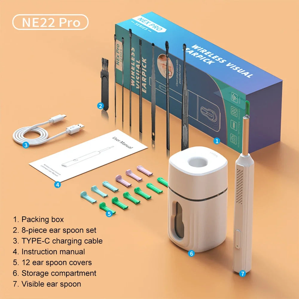 Wireless Visual Ear Wax Removal Smart Visual Ear Cleaner With Camera Endoscope 1296P Luminous Otoscope Ear Cleaning Tool