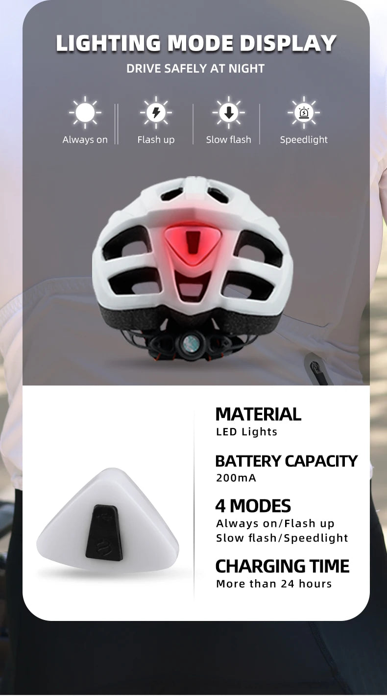 X-TIGER Cycling Helmet Man Women LED Light Helmet Road Mountain Bike Helmet Bicycle Helmet Rechargeable Brim Design Helmet