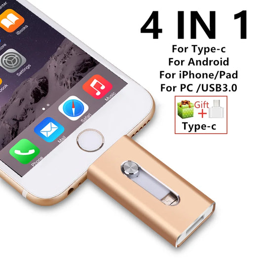 USB 3.0 Flash Drive Sticks External Storage Pen Drive Phone For iPhone Android PC