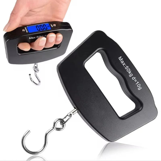 50kg/110lb Portable Scale LCD Digital Luggage Suitcase Scale Handled Travel Baggage Bag Fish Weighting Hook Hanging Scales